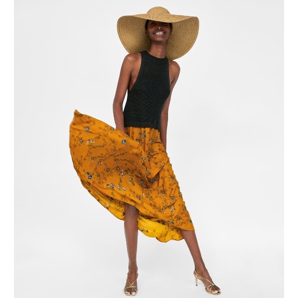 Zara | Dresses | Zara Embroidered Halter Dress | Poshmark